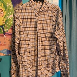 Goodfellow & Co Men's Yellow and Blue Checkered Shirt